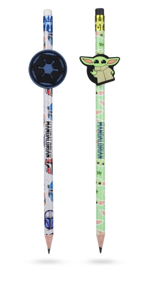 Ołówek z gumką figurką Star Wars Mandalorian Baby Yoda Grogu 2 szt