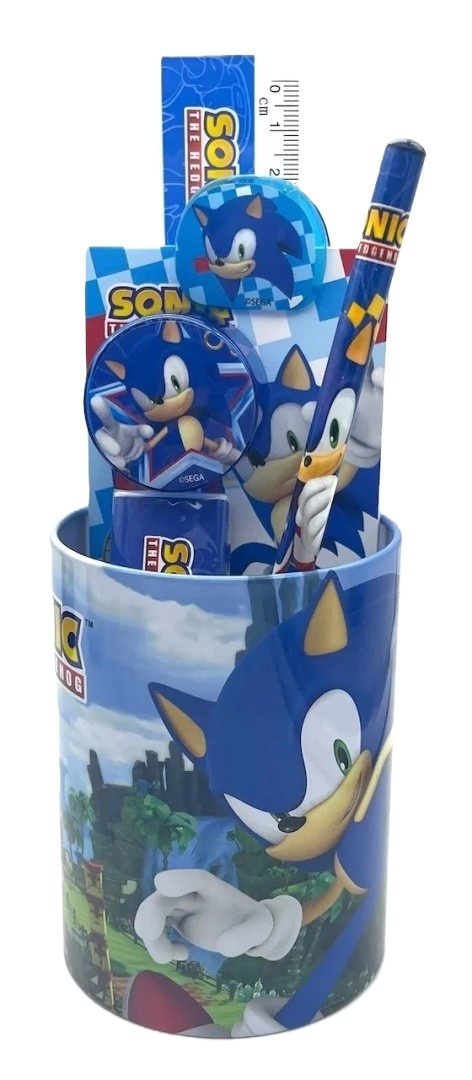Organizer na biurko linijka ołówek notesik temperówka gumka SONIC 7 el