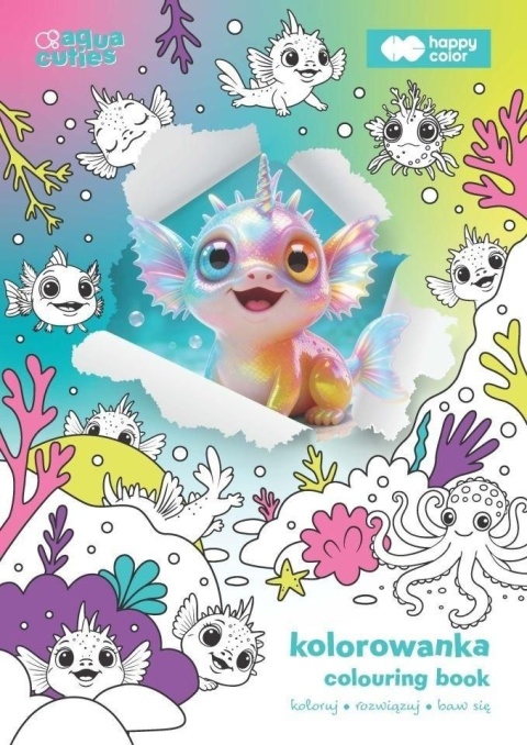 kolorowanka z zadaniami A4 Aqua cuties Aksolot podmorska przygoda