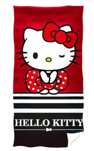 Ręcznik kąpielowy plażowy bawełniany czerwony Hello Kitty 70x140