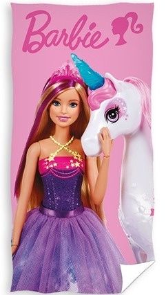 Ręcznik plażowy kąpielowy BARBIE z jednorożcem unicorn bawełna 70X140