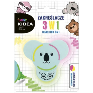 ZAKREŚLACZE 3W1 KIDEA MIŚ neonowe kolory 1 szt mix