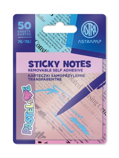 Zakładki znaczniki karteczki samoprzylepne transparentne 75x75 mm 50kAstra