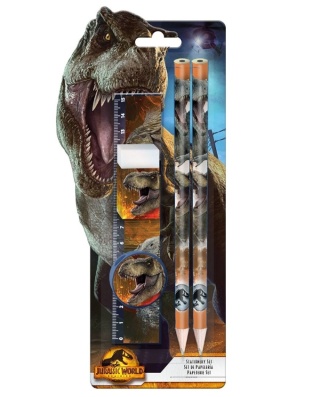 Zestaw 5 el ołówek linijka gumka temperówka dinozaury Park Jurajski