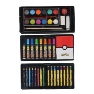 Zestaw plastyczny kreatywny kredki flamastry notes walizka Pokemon 52el