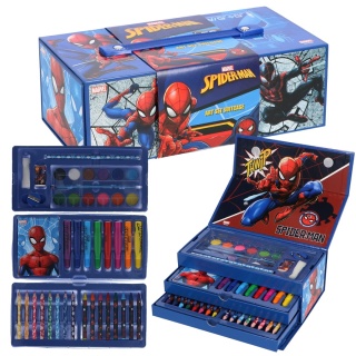 Zestaw plastyczny kreatywny kredki flamastry notes walizka Spiderman 52el