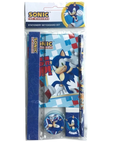 Zestaw szkolny 5el ołówek linijka gumka temperówka notes SONIC