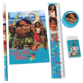Zestaw szkolny 5el ołówek linijka gumka temperówka notes Vaiana Disney