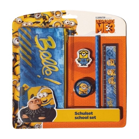 wyprawka 5 el piórnik ołówek linijka gumka temperówka MINIONKI