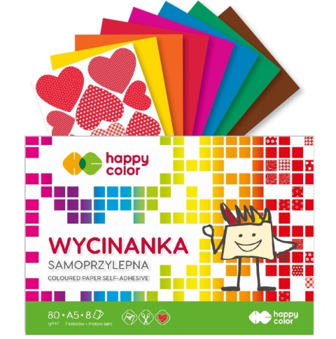 Zeszyt papierów kolorowych samoprzylepnych wycinanka 7 kolorów+ serca A4
