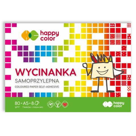 Zeszyt papierów kolorowych samoprzylepnych wycinanka 7 kolorów+ serca A4