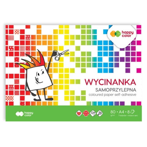 Zeszyt papierów kolorowych samoprzylepnych wycinanka 7 kolorów+ serca A4