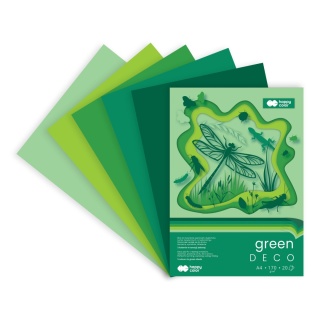blok techniczny A4 20 k 170 g DECO green 5 kolorów w tonacji zielonej