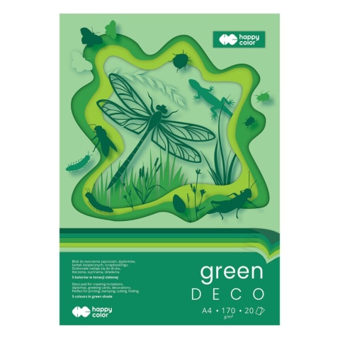 blok techniczny A4 20 k 170 g DECO green 5 kolorów w tonacji zielonej