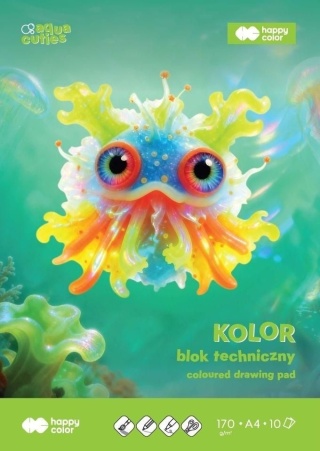 blok techniczny A4 10 k 170 g kolorowy Aqua cuties Aksolot