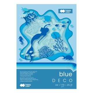 blok techniczny A4 20 k 170 g DECO blue 5 kolorów w tonacji niebieskiej