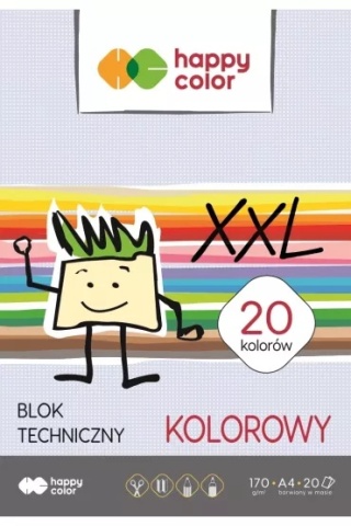 blok techniczny XXL A4 20 k 170 g kolorowy Happy colors