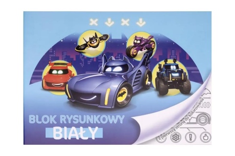 Blok rysunkowy pierwsza strona do kolorowania Batwheels Batman A4 20k biały