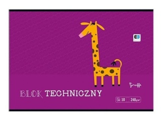 Blok techniczny A4 240 g/m2 10 kartek biały INTERDRUK BB KIDS