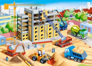 Pojazdy budowy betoniarka koparka ciężarówka Castorland Puzzle 60 EL