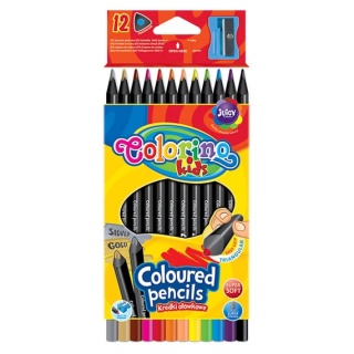 Kredki ołówkowe 12 kol trójkatne z czarnego drewna Colorino