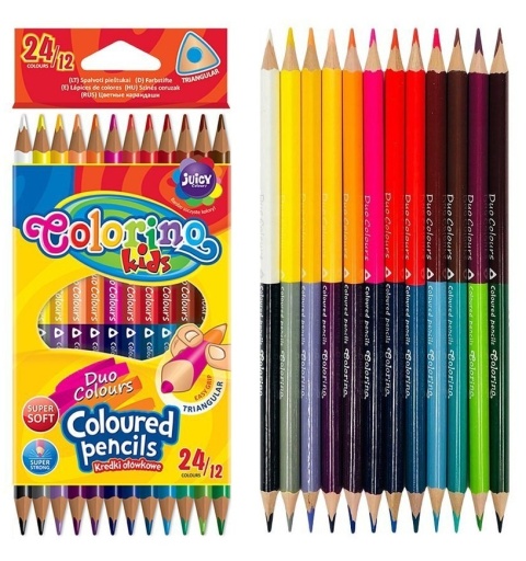 Kredki ołówkowe 24 kol dwustronne trójkatne Colorino