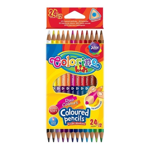 Kredki ołówkowe 24 kol dwustronne trójkatne Colorino