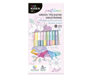 Kredki ołówkowe dwustronne trójkątne pastelowe 24/12 24 kolory Kidea