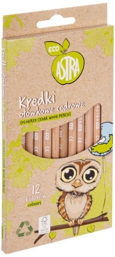 Kredki ołówkowe okrągłe cedrowe 12 kolorów Astra eko