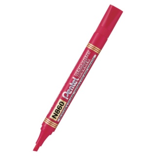 Marker permanentny PENTEL ze ściętą końcówką N860 czerwony 1 szt