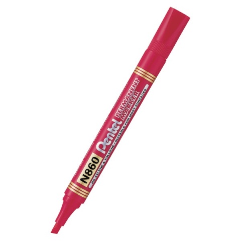 Marker permanentny PENTEL ze ściętą końcówką N860 czerwony 1 szt