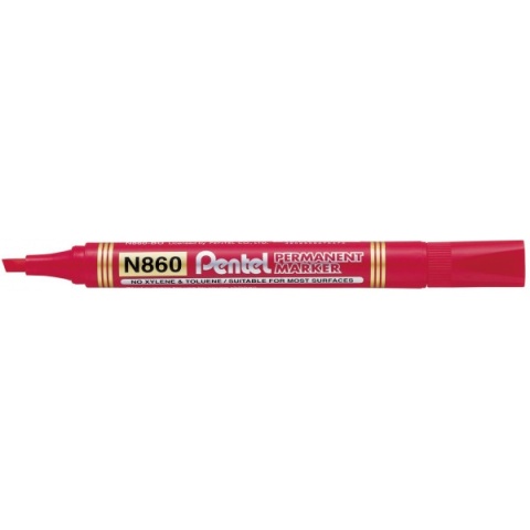Marker permanentny PENTEL ze ściętą końcówką N860 czerwony 1 szt