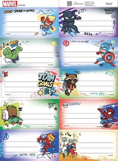Naklejki nalepki na zeszyty 10 szt Avengers Spidey i supr-kumple