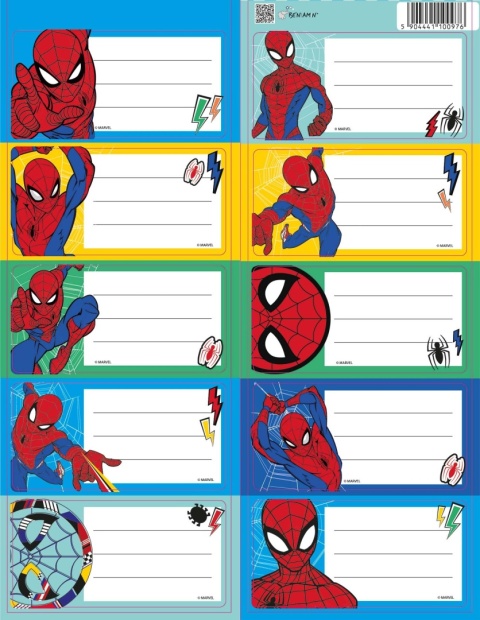Naklejki nalepki na zeszyty 10 szt Spiderman