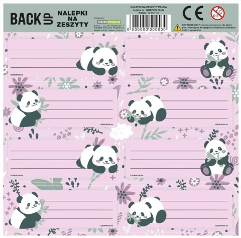Naklejki nalepki na zeszyty 16 szt Panda