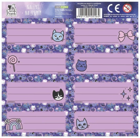 Naklejki nalepki na zeszyty 16 szt kotek Little Star