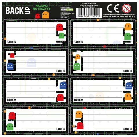 Naklejki nalepki na zeszyty 16 szt game pacman