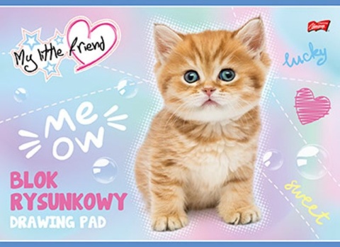 blok rysunkowy biały A4 80 g/m2 20 kartek pies kot My little friend Unipap