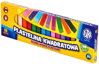 Plastelina szkolna 18 kolorów kwadratowa ASTRA