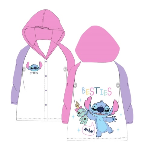 Płaszcz przeciwdeszczowy dziecięcy Stitch dla dziewczynki kaptur 122/128