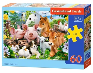 Farma wieś zwierzęta krowa koń świnka gospodarstwo Castorland Puzzle 60 EL