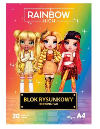 RAINBOW HIGH biały blok rysunkowy A4 100 g/m2 20 kartek mix