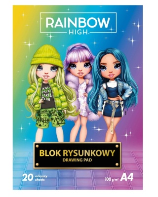 RAINBOW HIGH biały blok rysunkowy A4 100 g/m2 20 kartek mix