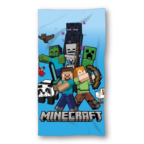 Ręcznik kąpielowy plażowy szybkoschnący Minecraft niebieski 70x140
