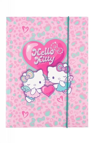 Teczka Stich A4 tekturowa z gumką Hello Kitty różowa