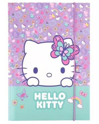 Teczka Stich A4 tekturowa z gumką kotek Hello Kitty fioletowa