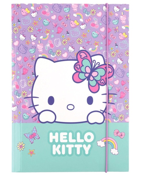 Teczka Stich A4 tekturowa z gumką kotek Hello Kitty fioletowa