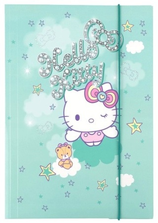 Teczka Stich A4 tekturowa z gumką kotek Hello Kitty miętowa