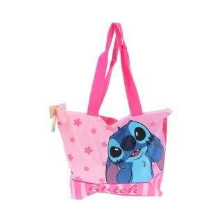 Torba plażowa na zakupy Stich Torebka z podszewką kieszonka suwak Stitch