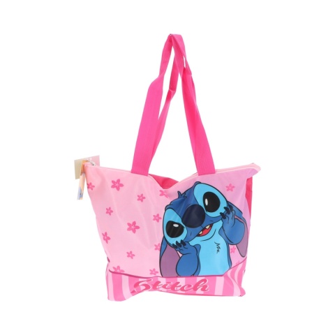 Torba plażowa na zakupy Stich Torebka z podszewką kieszonka suwak Stitch